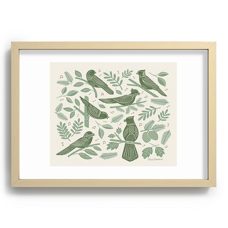 Carey Copeland Song Birds Green Recessed Framing Rectangle