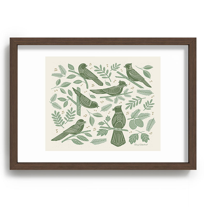 Carey Copeland Song Birds Green Recessed Framing Rectangle