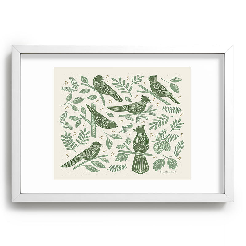 Carey Copeland Song Birds Green Recessed Framing Rectangle