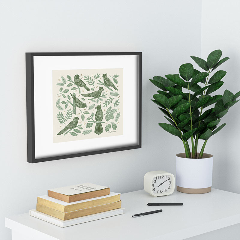 Carey Copeland Song Birds Green Recessed Framing Rectangle