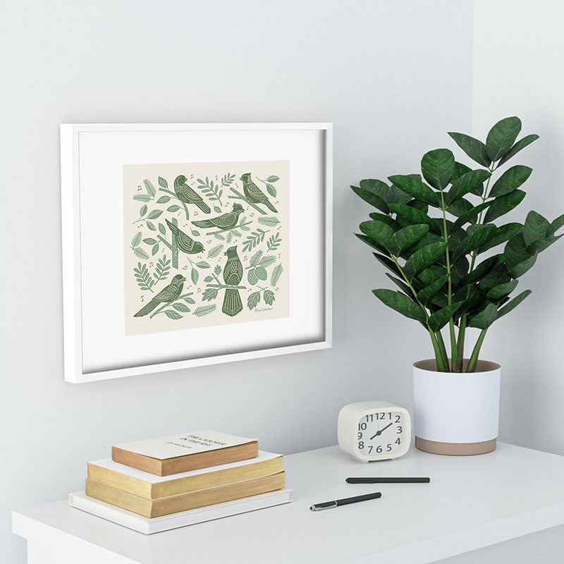 Carey Copeland Song Birds Green Recessed Framing Rectangle