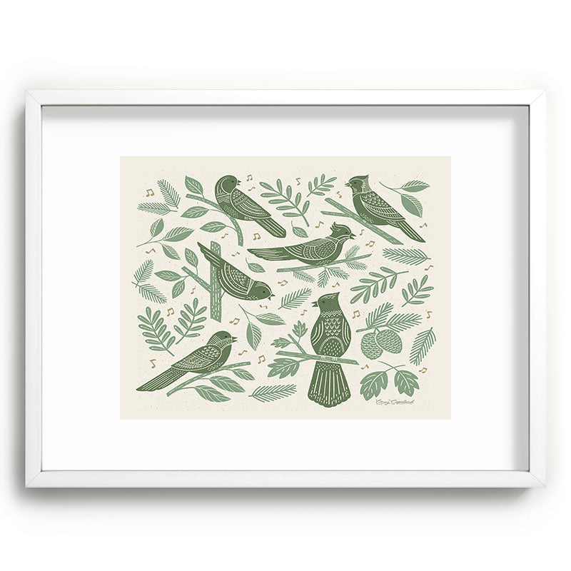 Carey Copeland Song Birds Green Recessed Framing Rectangle