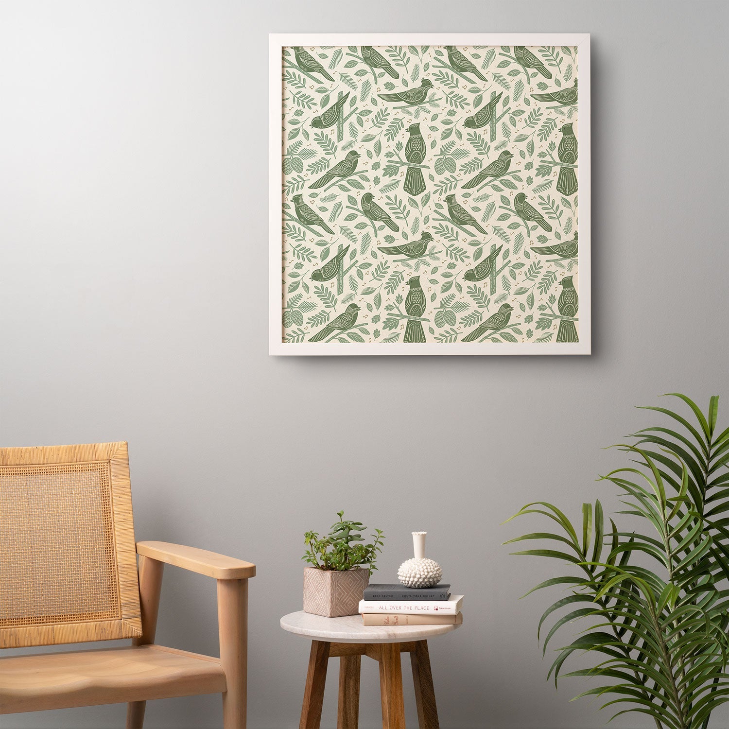 Carey Copeland Song Birds Green Framed Wall Art