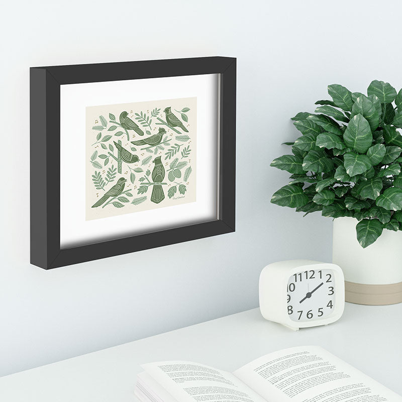 Carey Copeland Song Birds Green Recessed Framing Rectangle