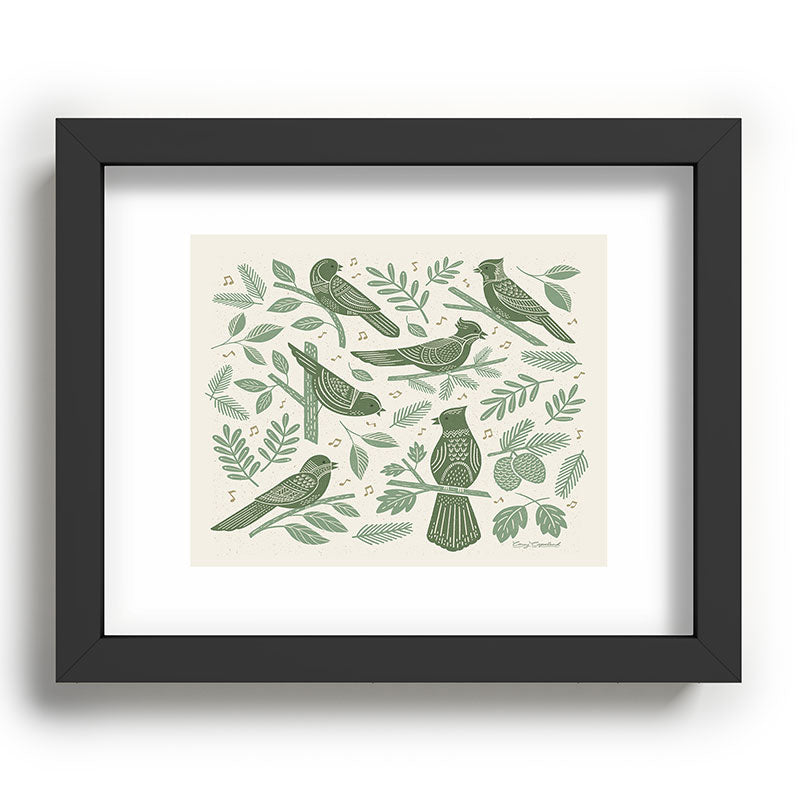 Carey Copeland Song Birds Green Recessed Framing Rectangle