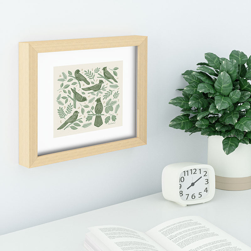Carey Copeland Song Birds Green Recessed Framing Rectangle
