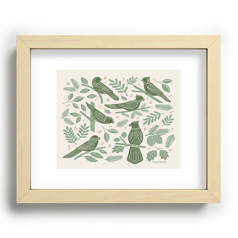 Carey Copeland Song Birds Green Recessed Framing Rectangle