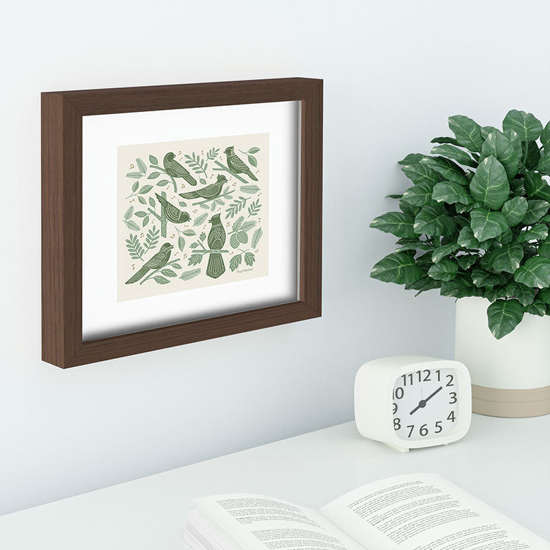 Carey Copeland Song Birds Green Recessed Framing Rectangle
