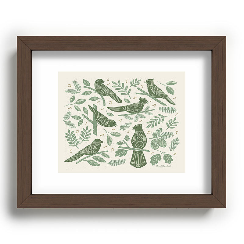 Carey Copeland Song Birds Green Recessed Framing Rectangle