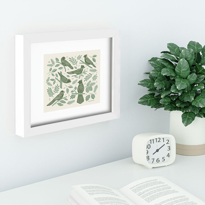 Carey Copeland Song Birds Green Recessed Framing Rectangle