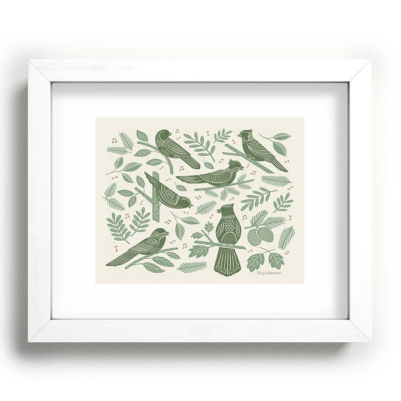 Carey Copeland Song Birds Green Recessed Framing Rectangle