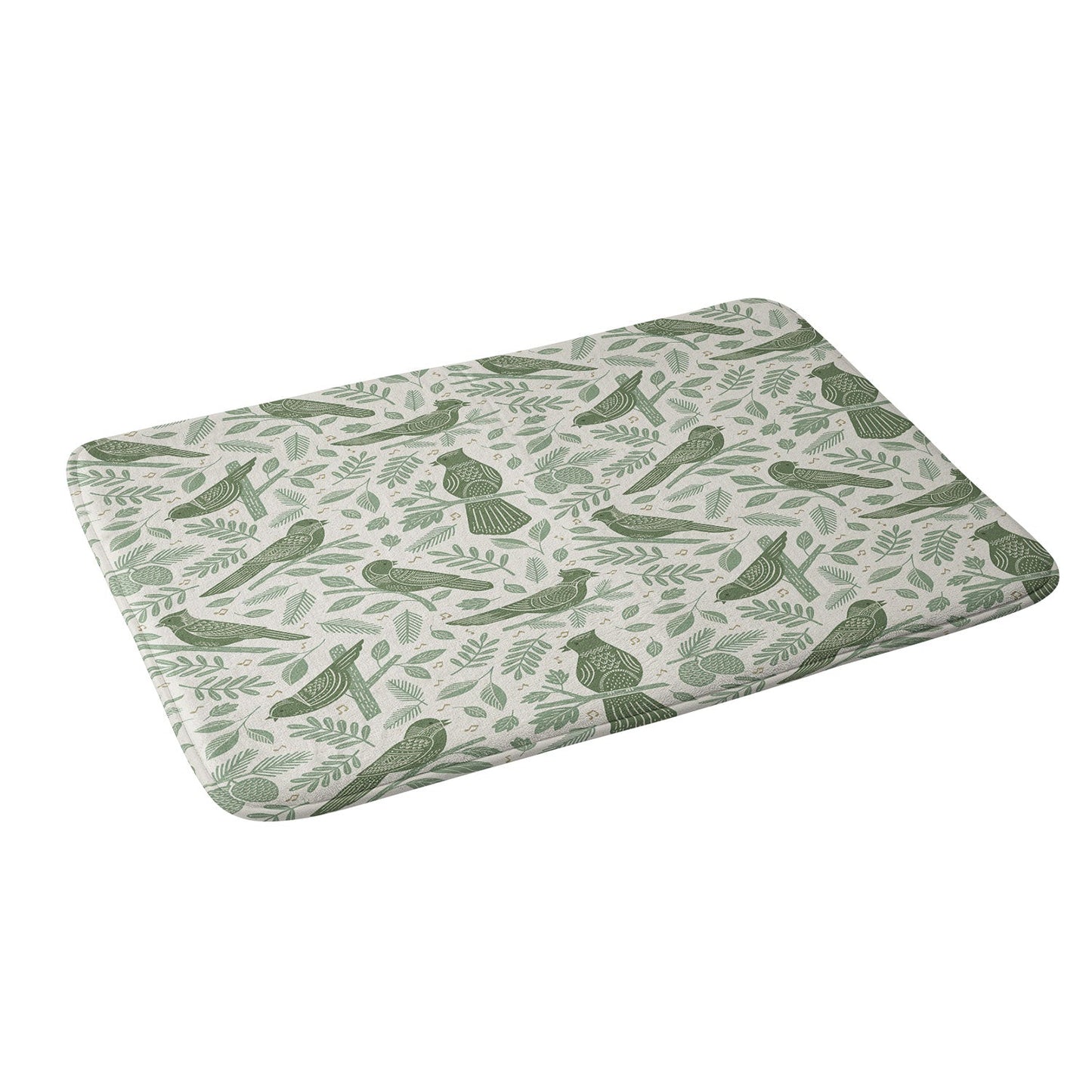Carey Copeland Song Birds Green Memory Foam Bath Mat