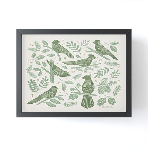 Carey Copeland Song Birds Green Framed Mini Art Print