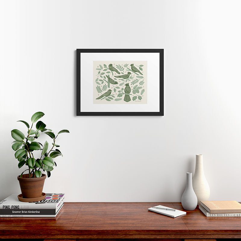 Carey Copeland Song Birds Green Framed Art Print
