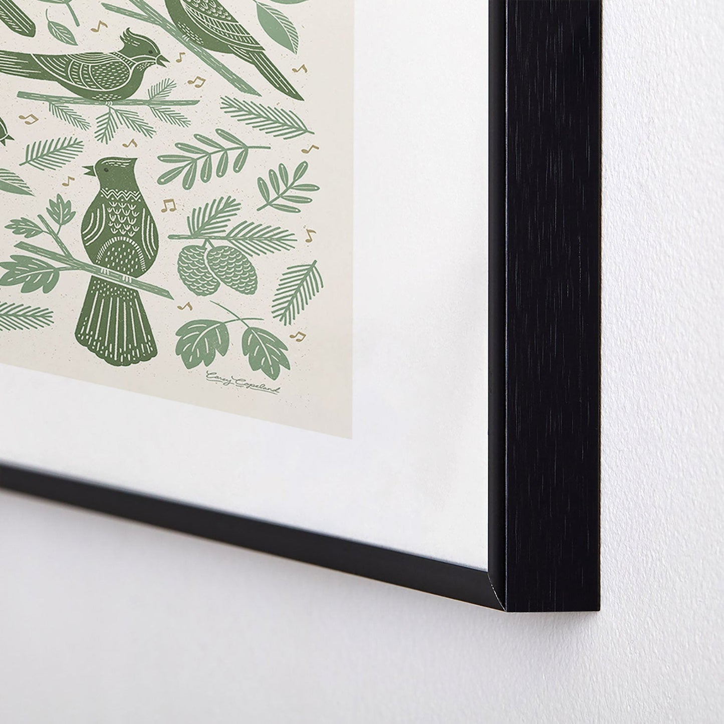 Carey Copeland Song Birds Green Metal Framed Art Print