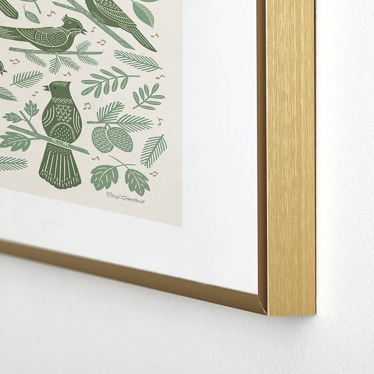Carey Copeland Song Birds Green Metal Framed Art Print