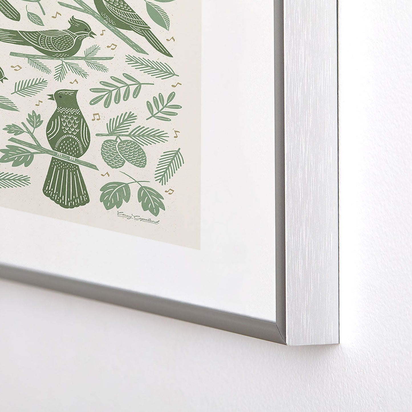 Carey Copeland Song Birds Green Metal Framed Art Print