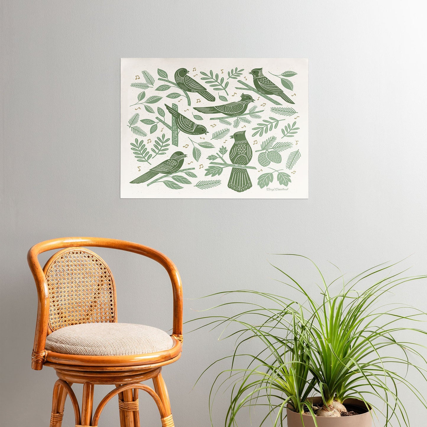 Carey Copeland Song Birds Green Poster