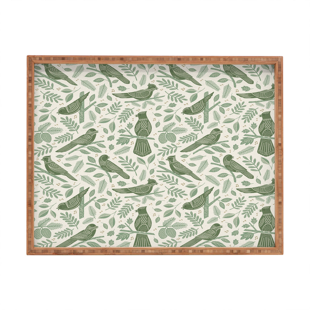 Carey Copeland Song Birds Green Rectangular Tray