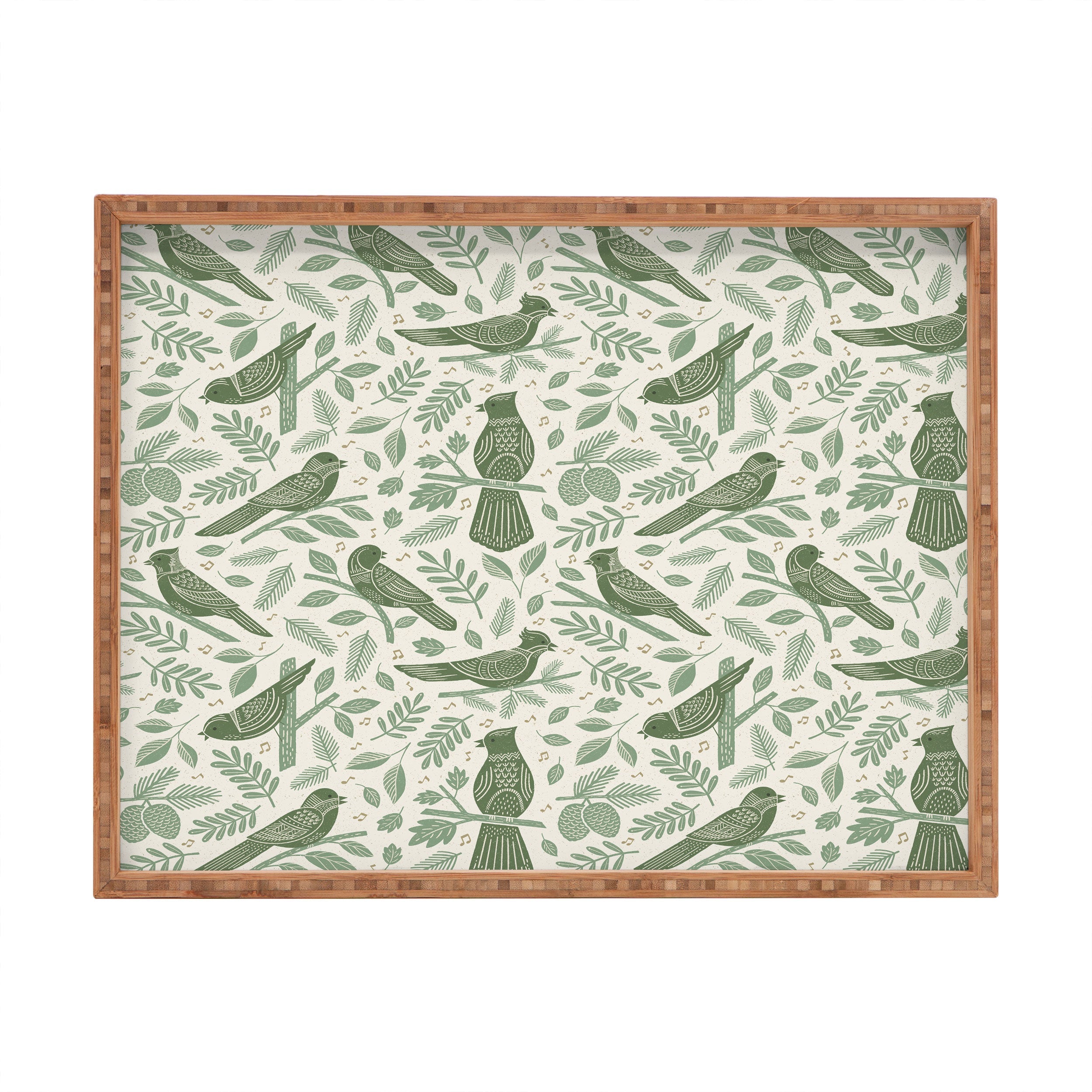Carey Copeland Song Birds Green Rectangular Tray