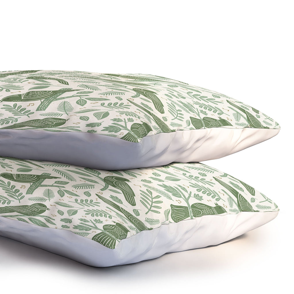 Carey Copeland Song Birds Green Pillow Shams
