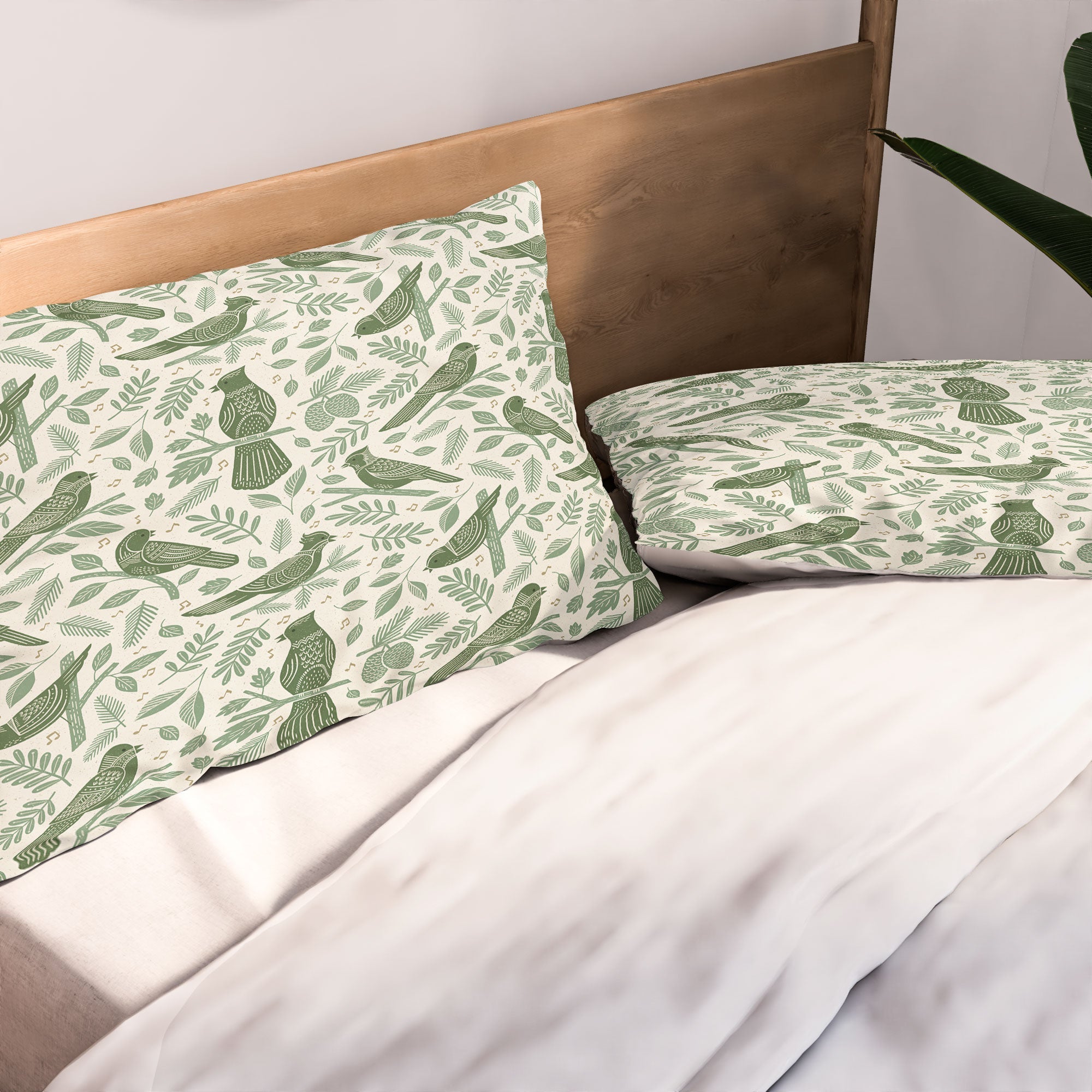 Carey Copeland Song Birds Green Pillow Shams