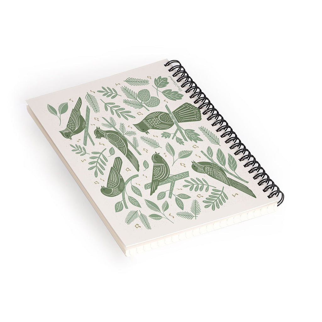 Carey Copeland Song Birds Green Spiral Notebook