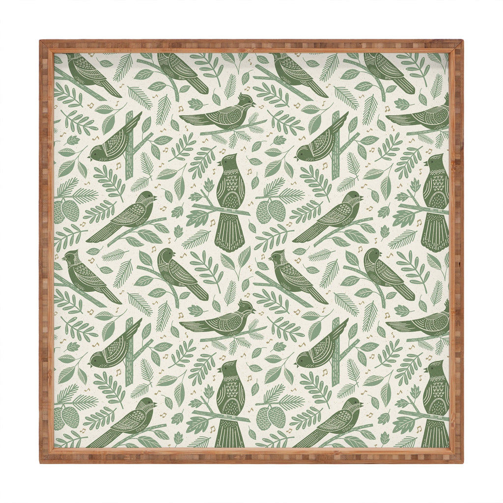 Carey Copeland Song Birds Green Square Tray