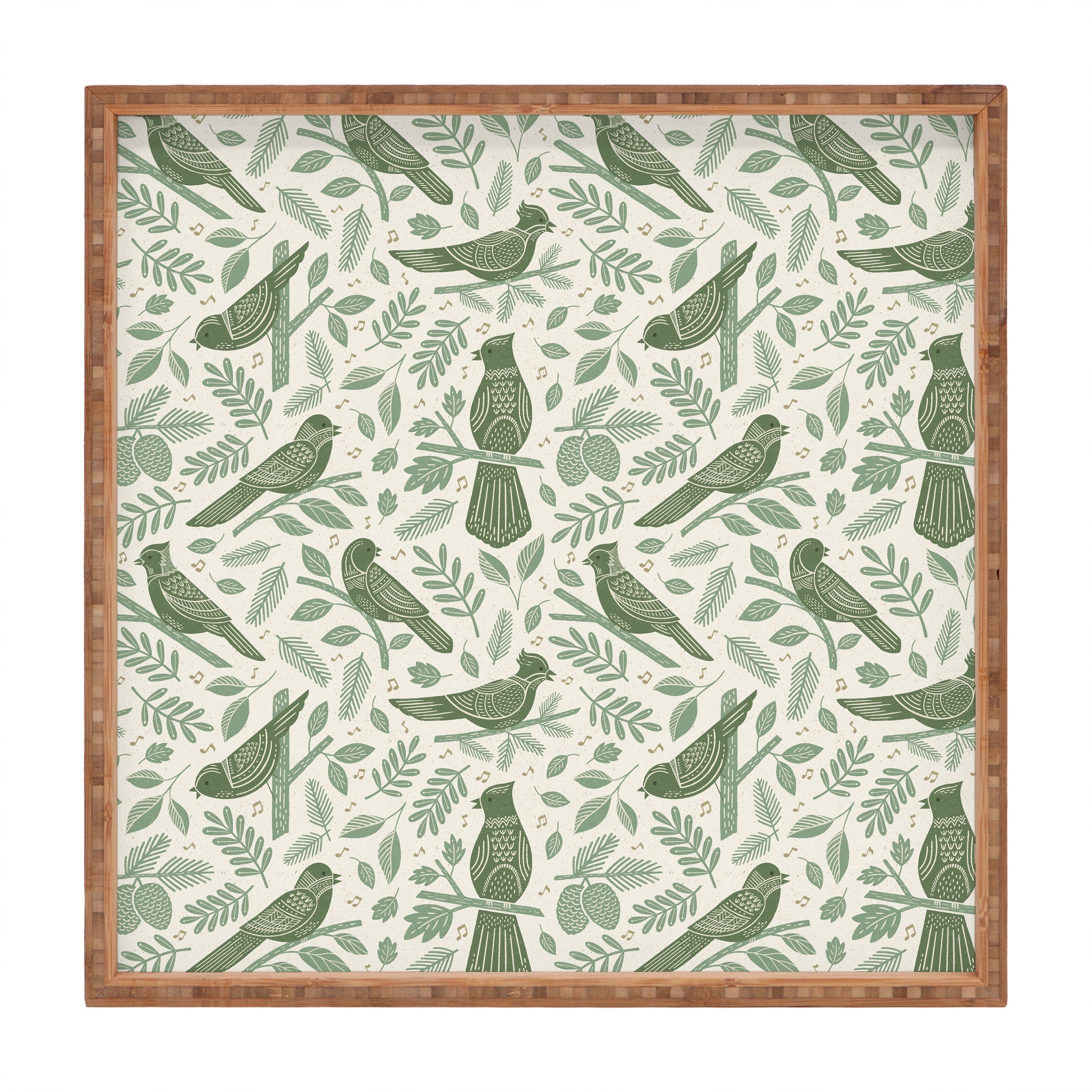 Carey Copeland Song Birds Green Square Tray