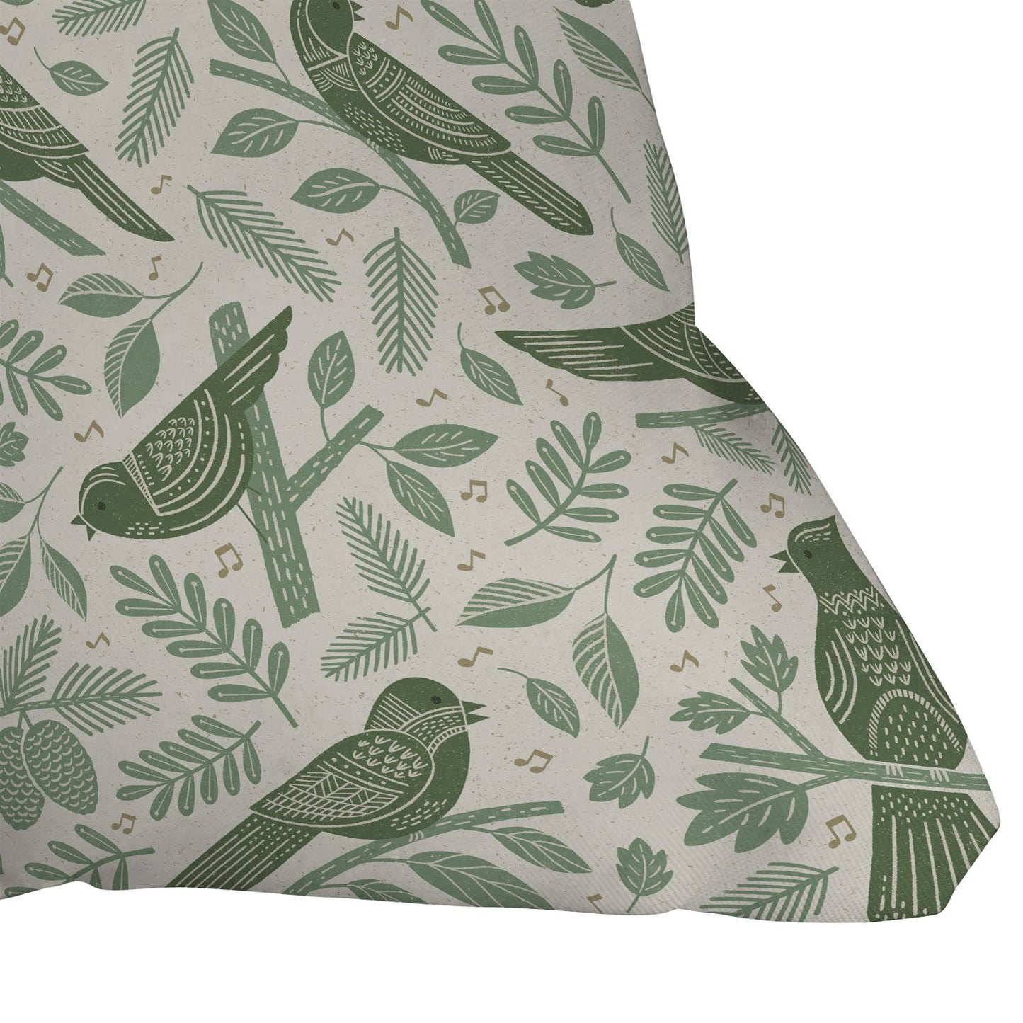 Carey Copeland Song Birds Green Outdoor Throw Pillow