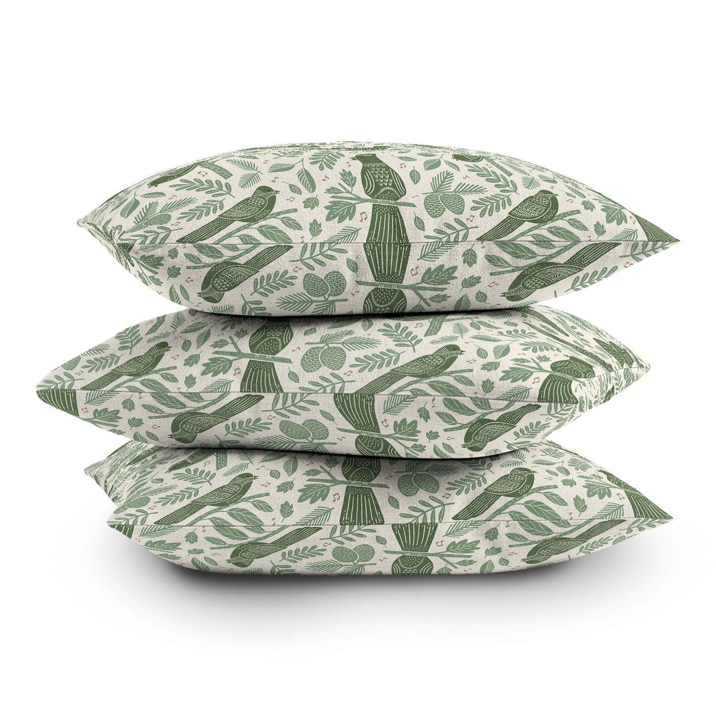 Carey Copeland Song Birds Green Outdoor Throw Pillow