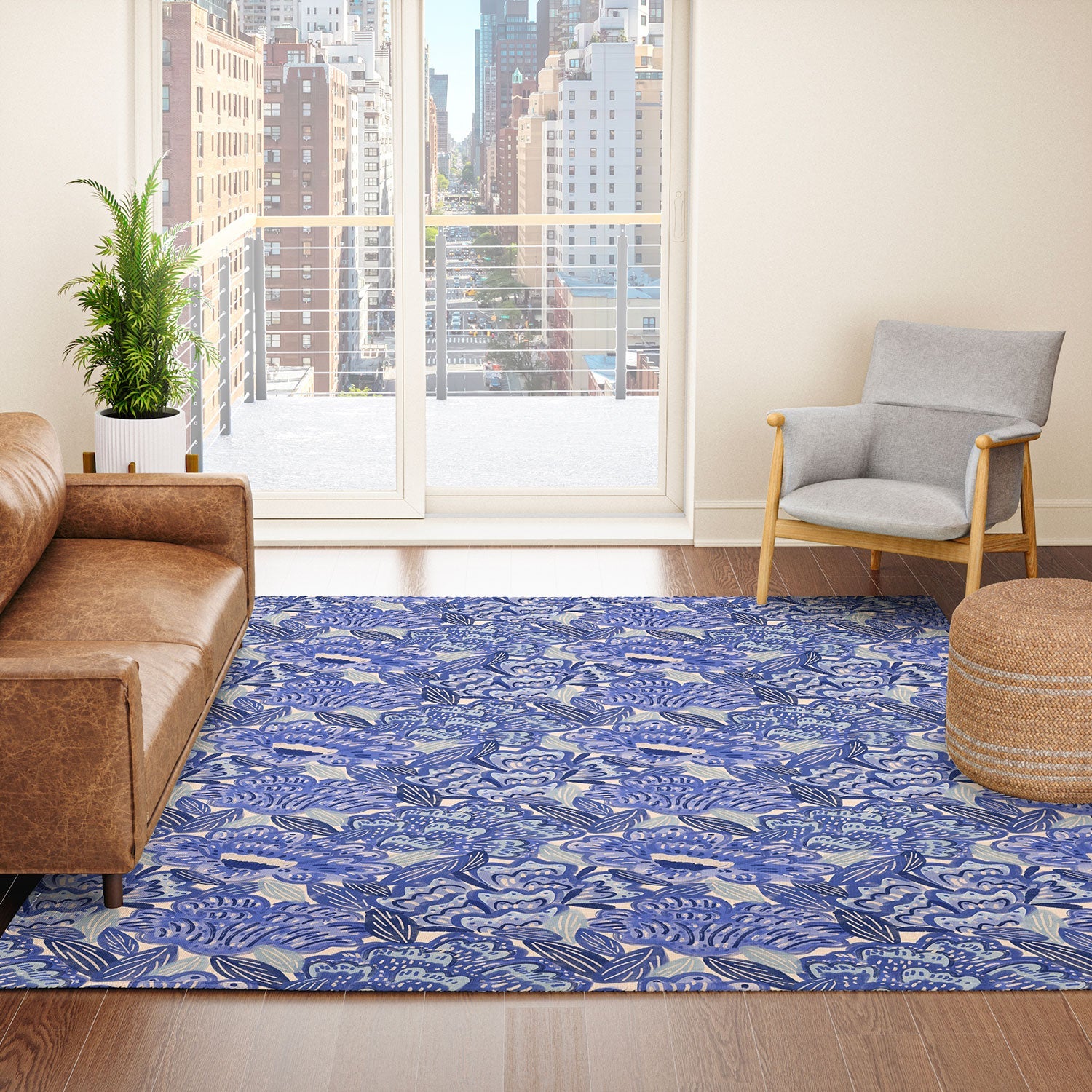 carriecantwell French Country Blue Floral Area Rug