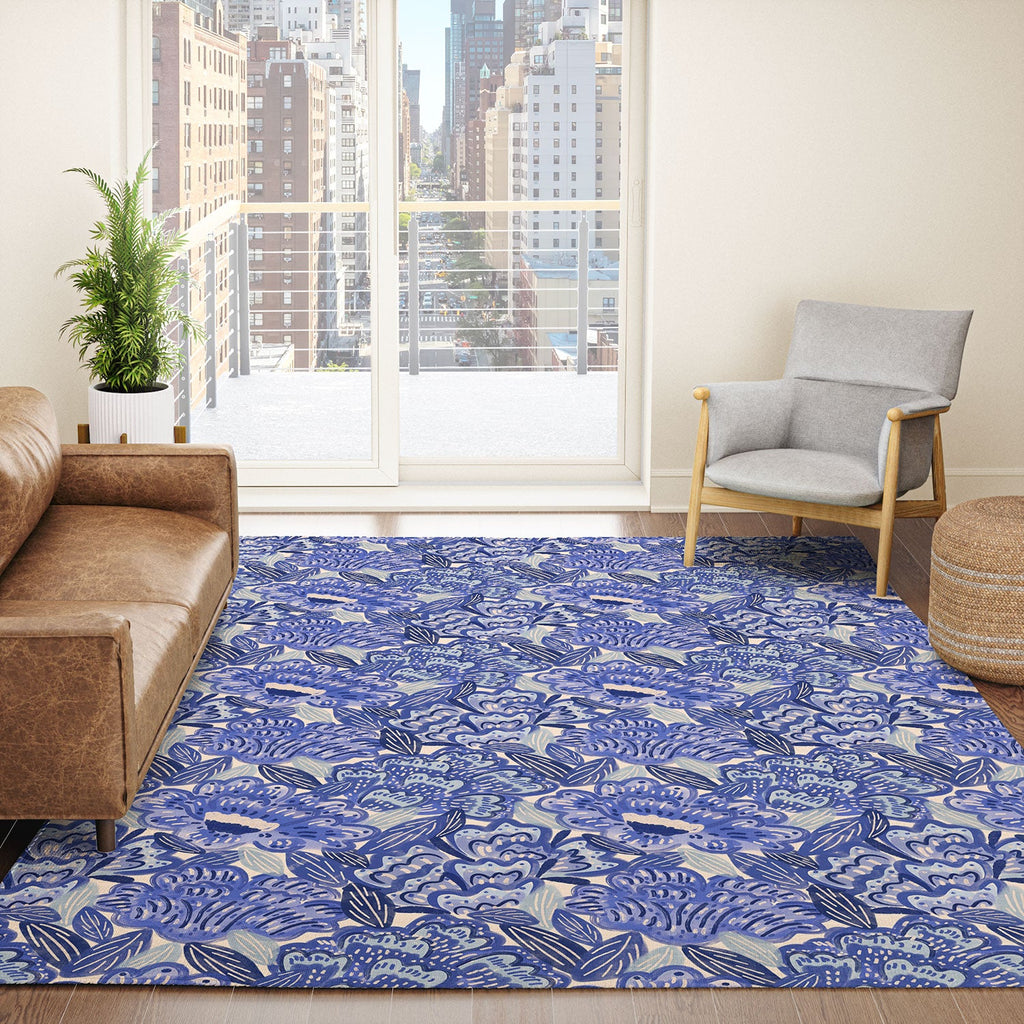 carriecantwell French Country Blue Floral Area Rug