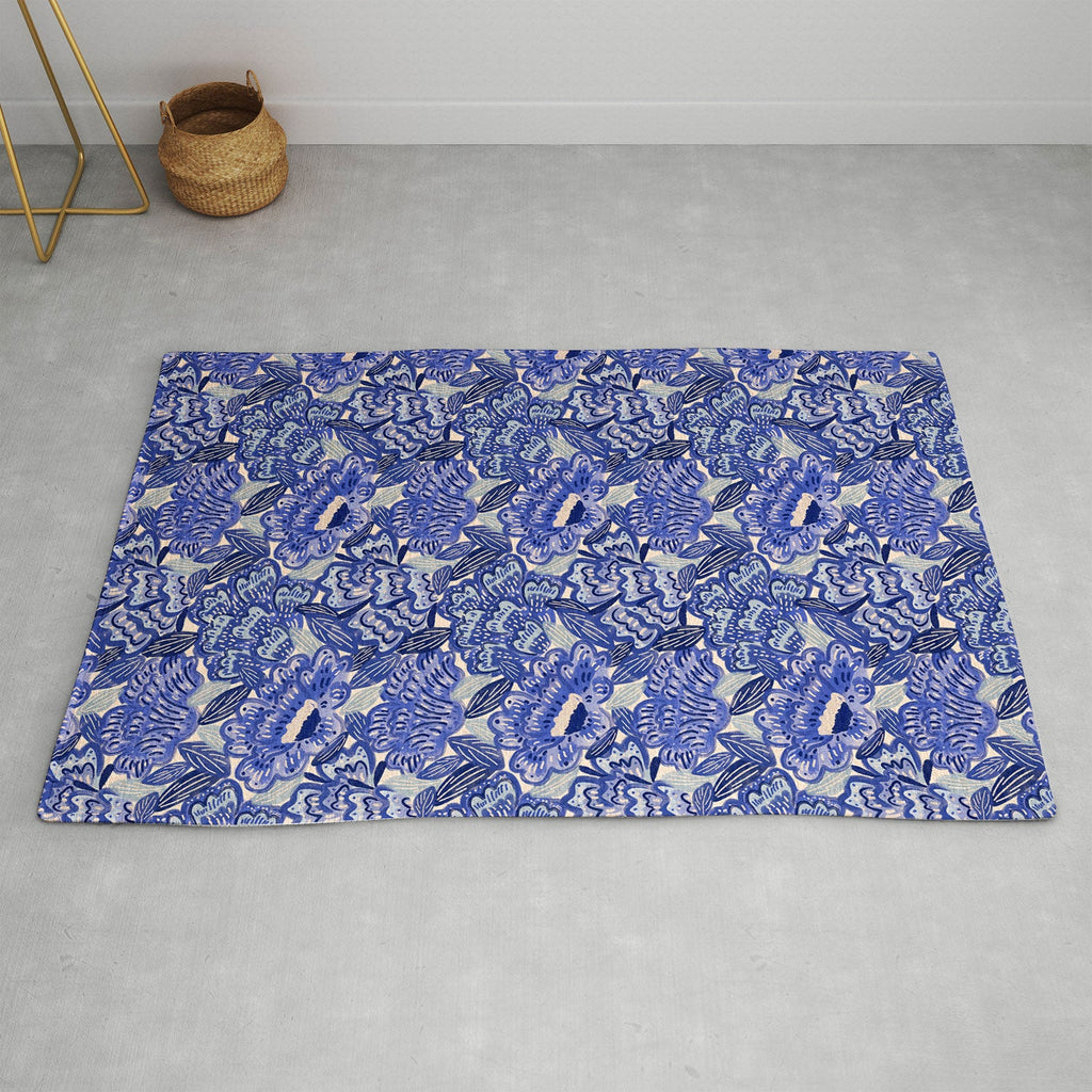 carriecantwell French Country Blue Floral Area Rug