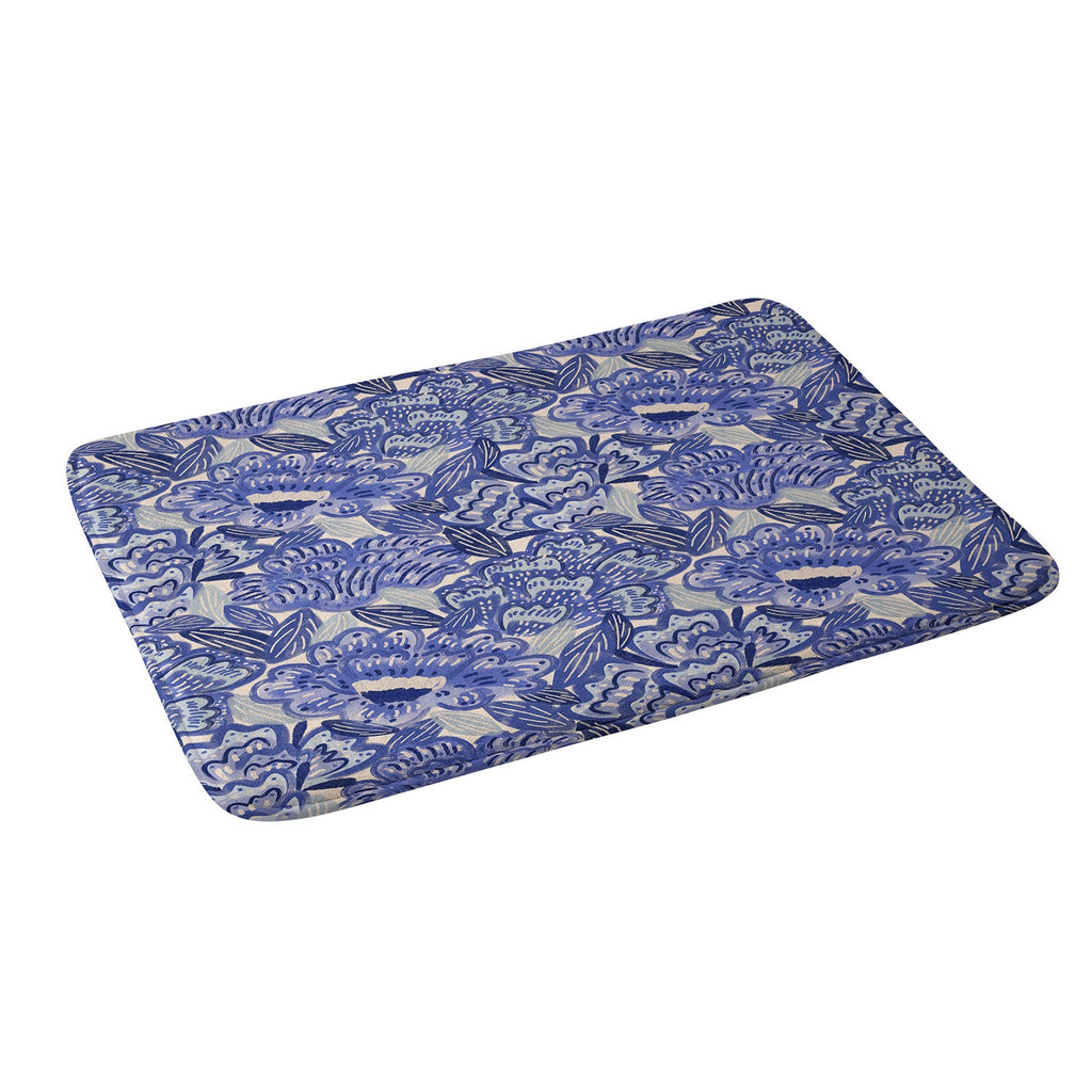 carriecantwell French Country Blue Floral Memory Foam Bath Mat