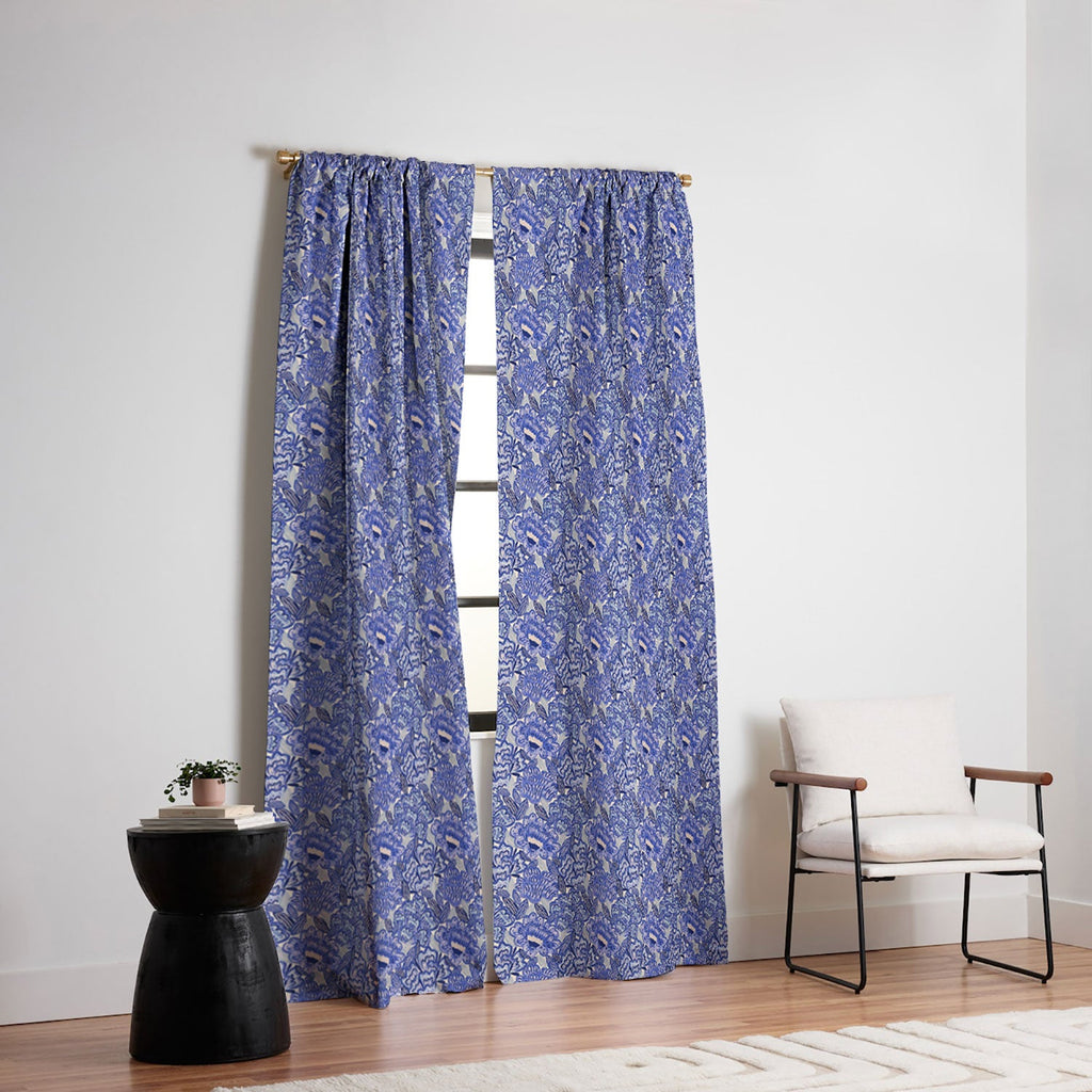 carriecantwell French Country Blue Floral Blackout Window Curtain
