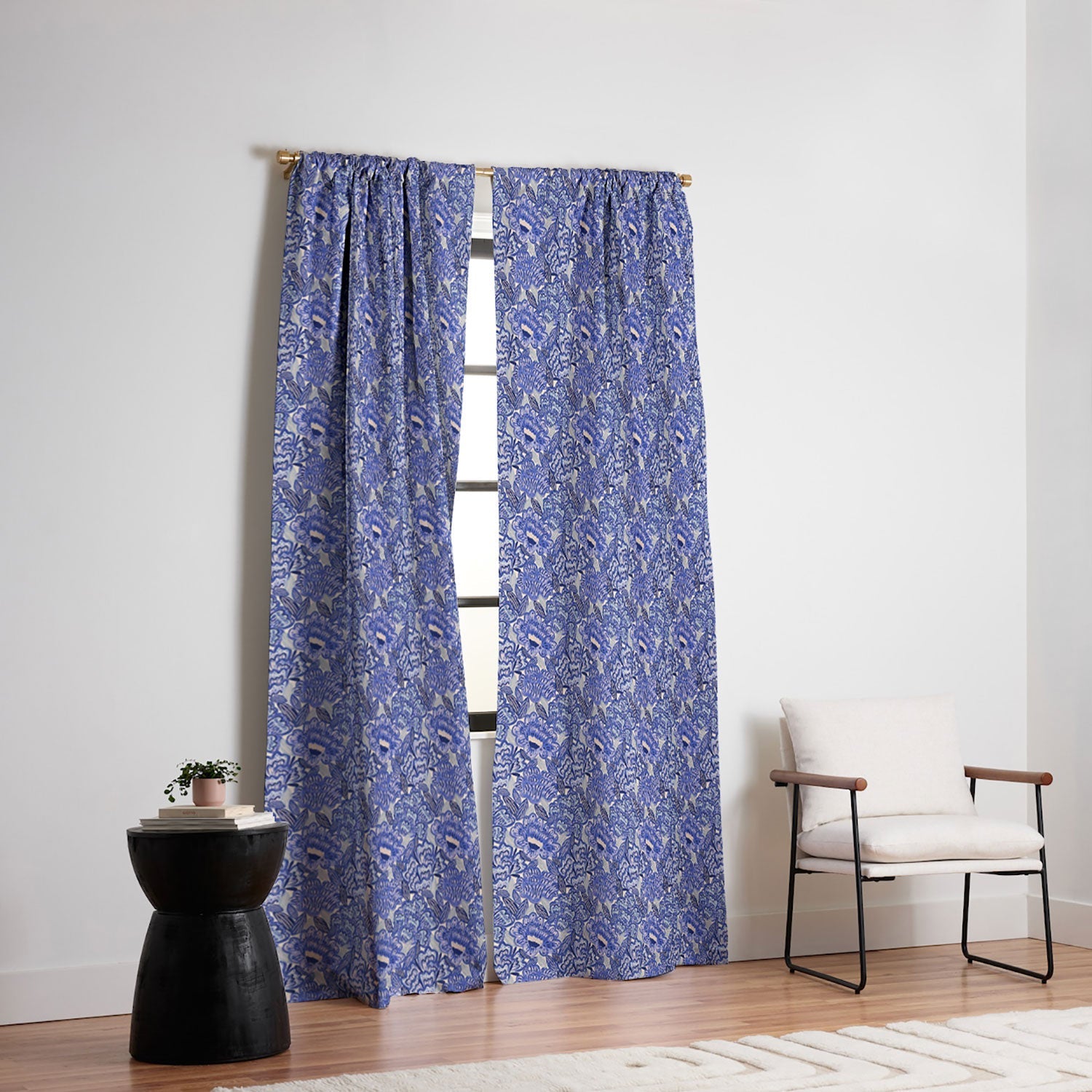 carriecantwell French Country Blue Floral Blackout Window Curtain