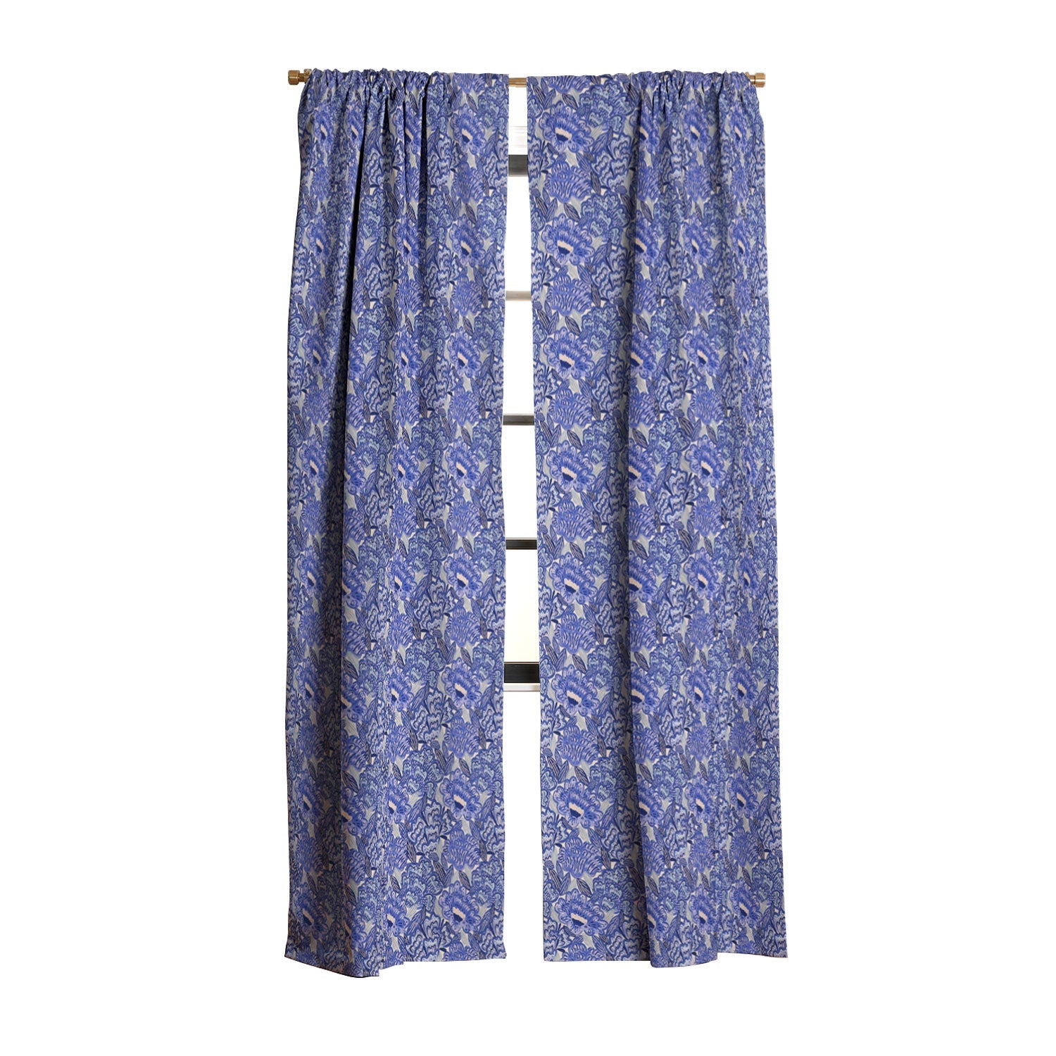 carriecantwell French Country Blue Floral Blackout Window Curtain