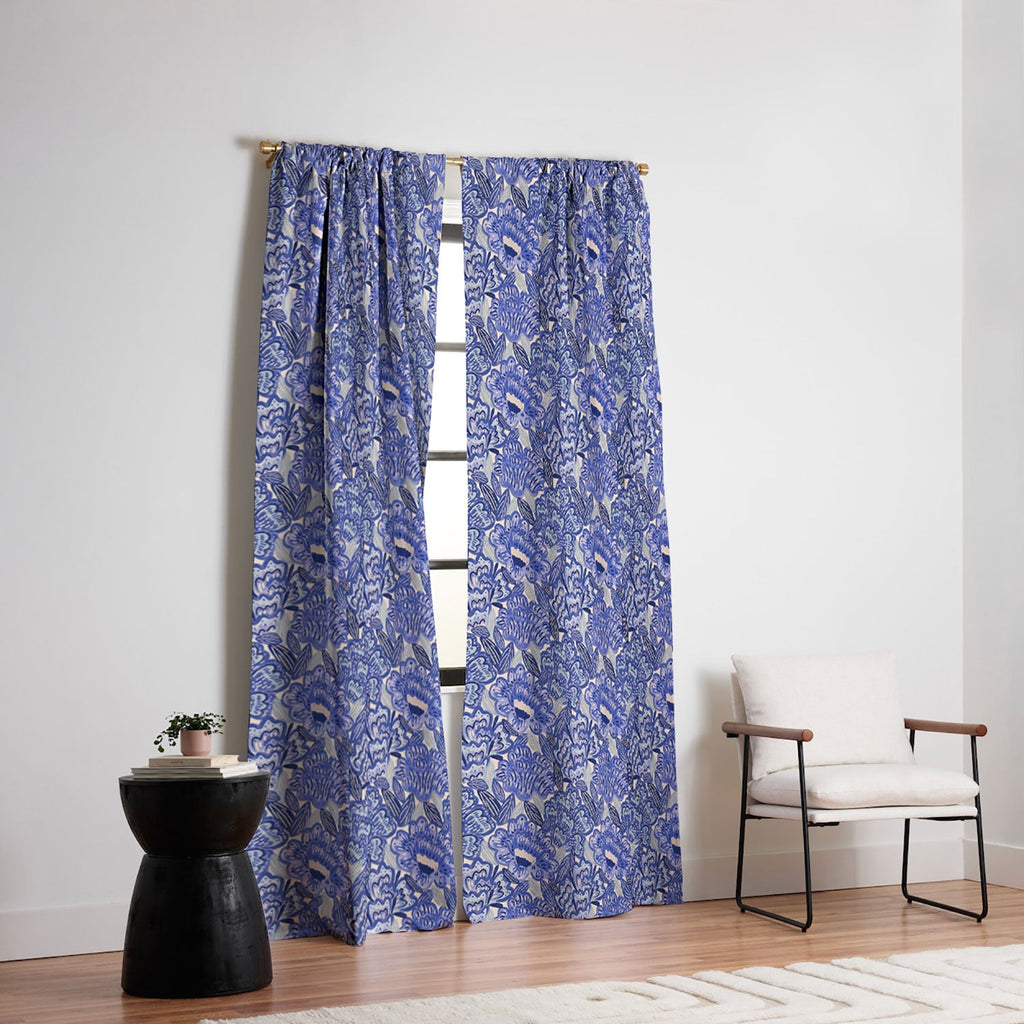 carriecantwell French Country Blue Floral Blackout Non Repeat