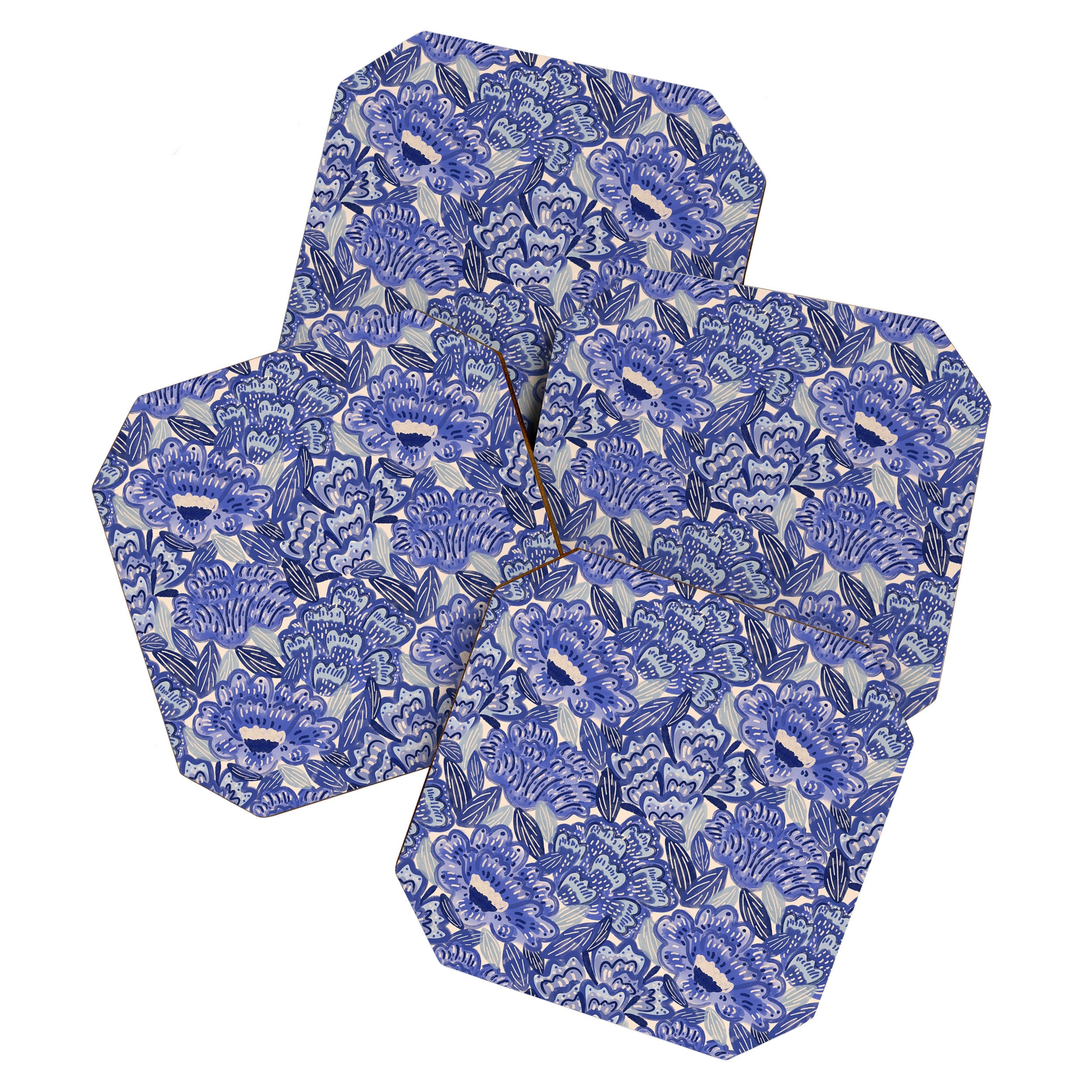 carriecantwell French Country Blue Floral Coaster Set