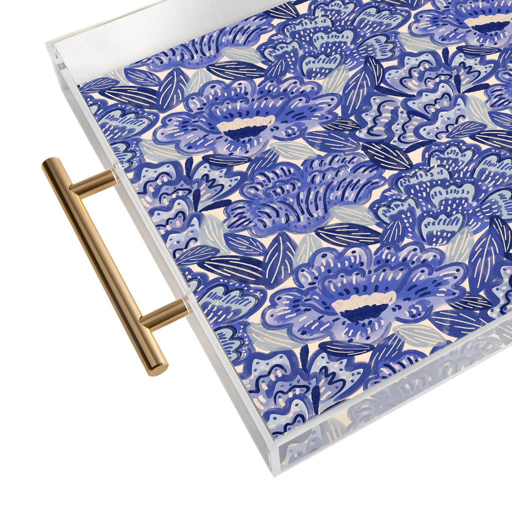carriecantwell French Country Blue Floral Acrylic Tray