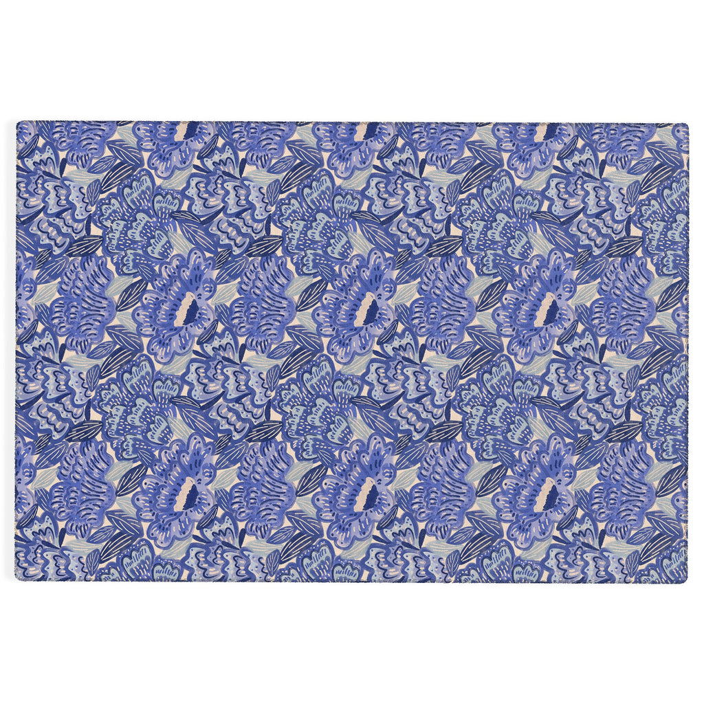 carriecantwell French Country Blue Floral Outdoor Rug