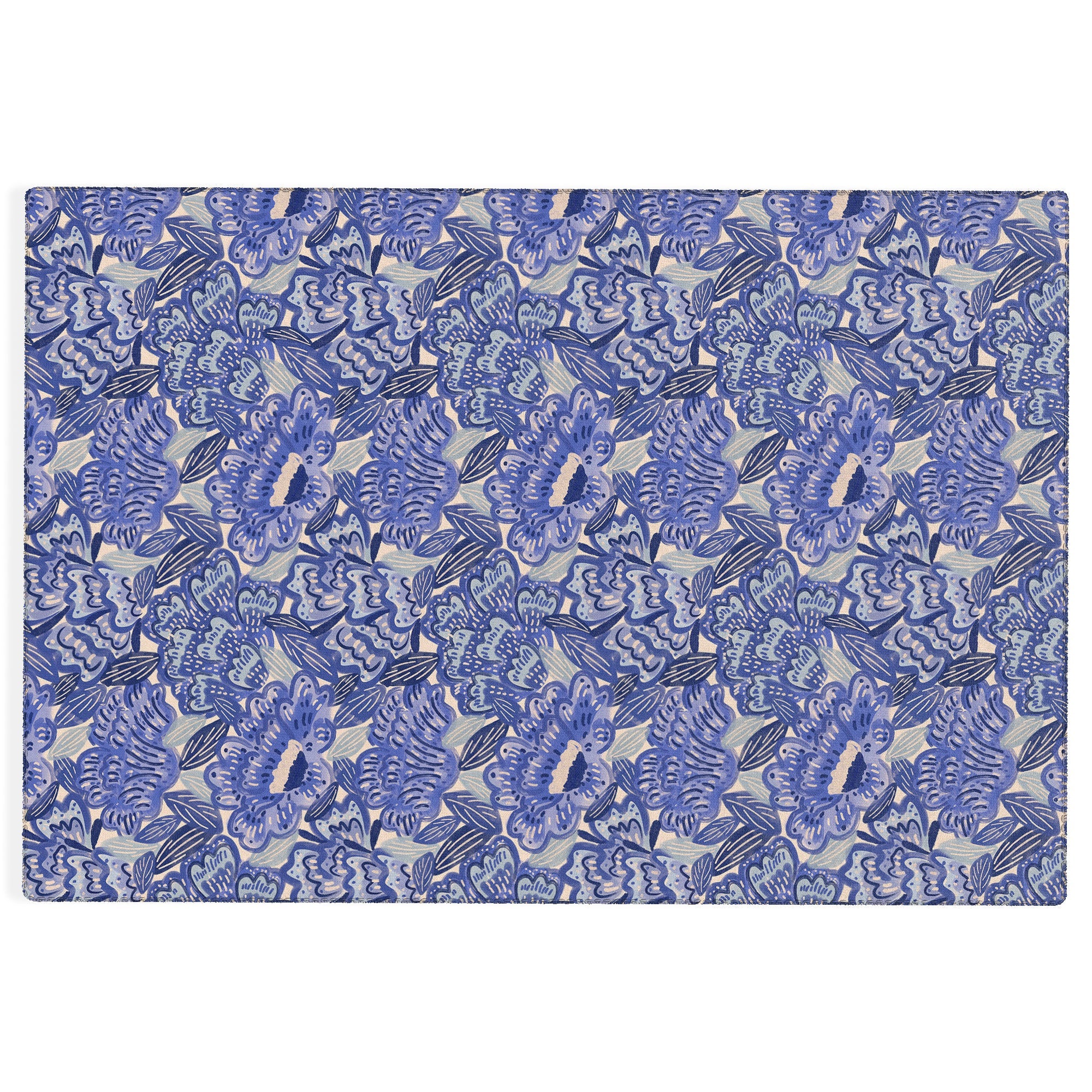 carriecantwell French Country Blue Floral Outdoor Rug