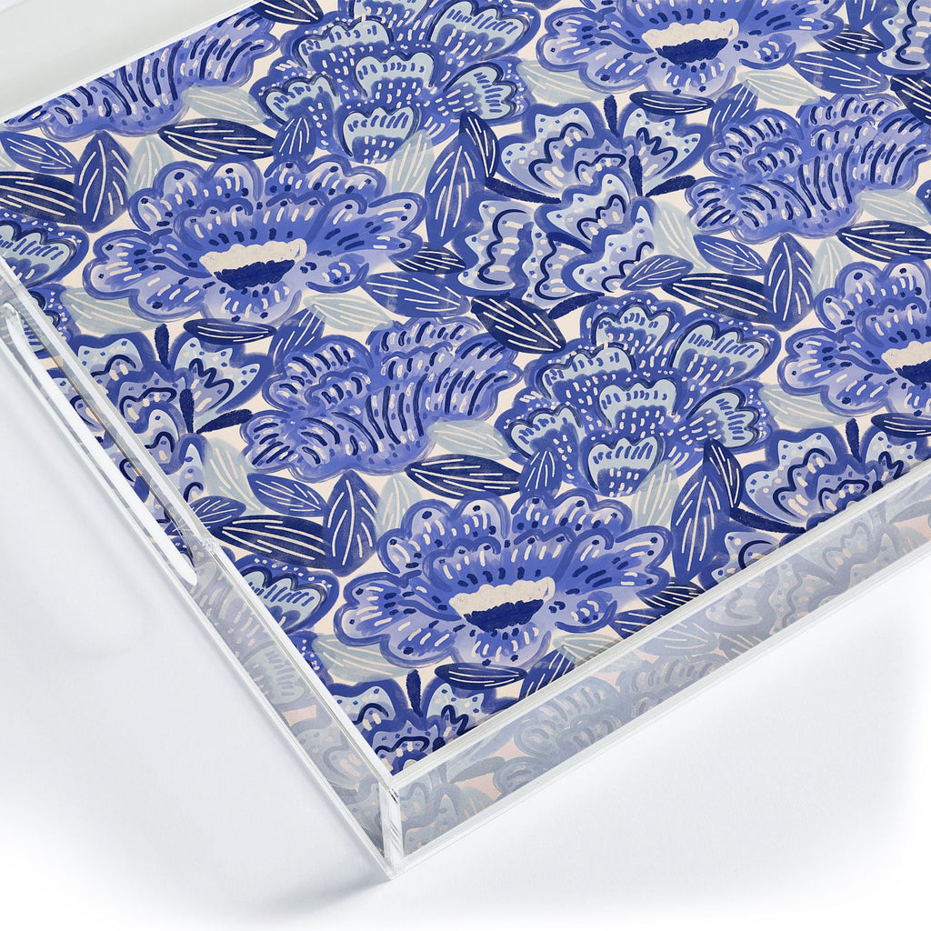 carriecantwell French Country Blue Floral Acrylic Tray
