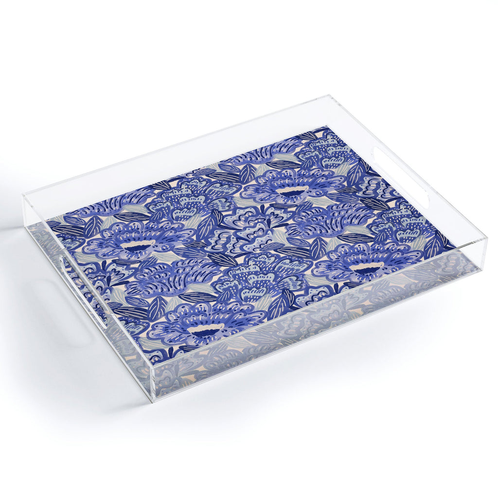 carriecantwell French Country Blue Floral Acrylic Tray