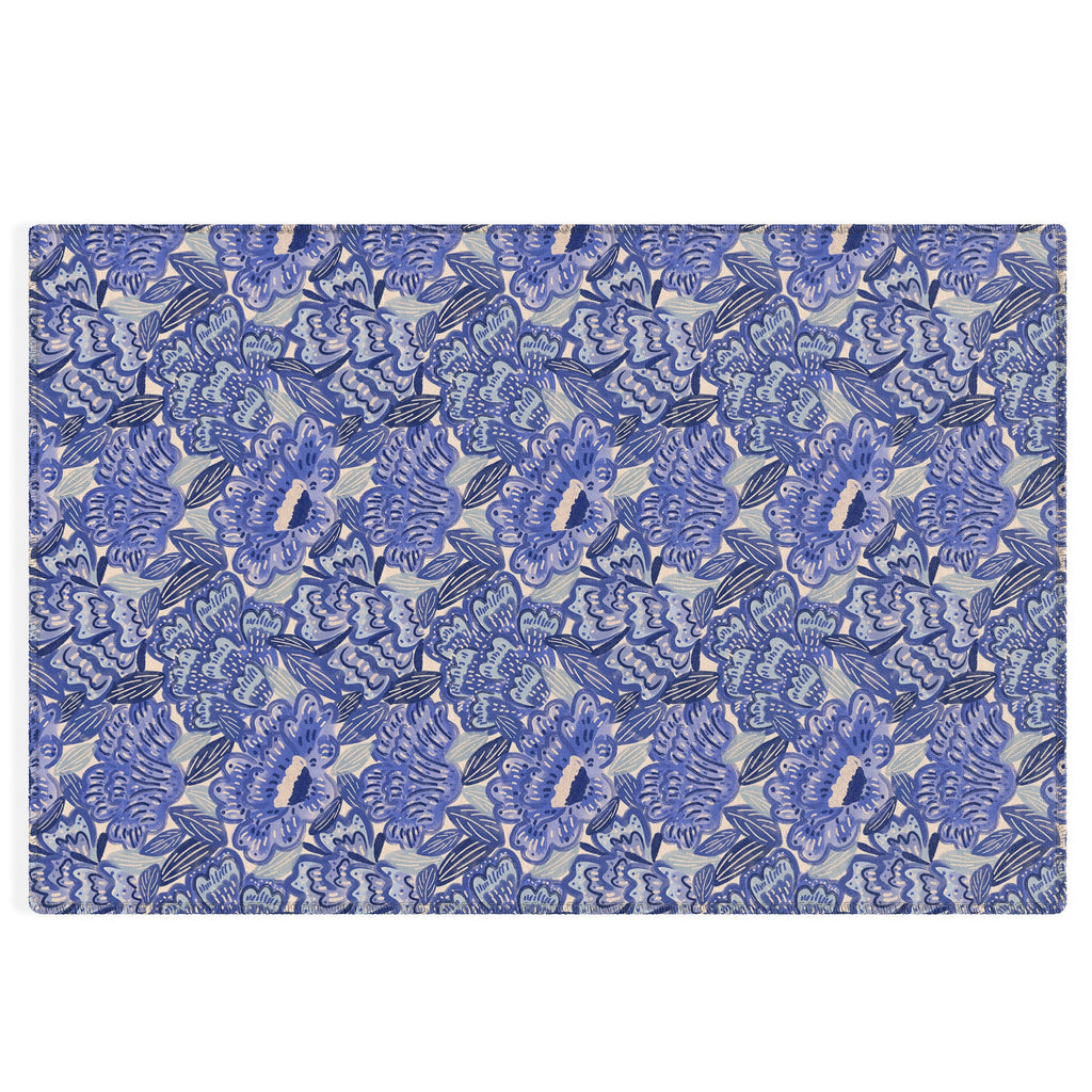 carriecantwell French Country Blue Floral Outdoor Rug