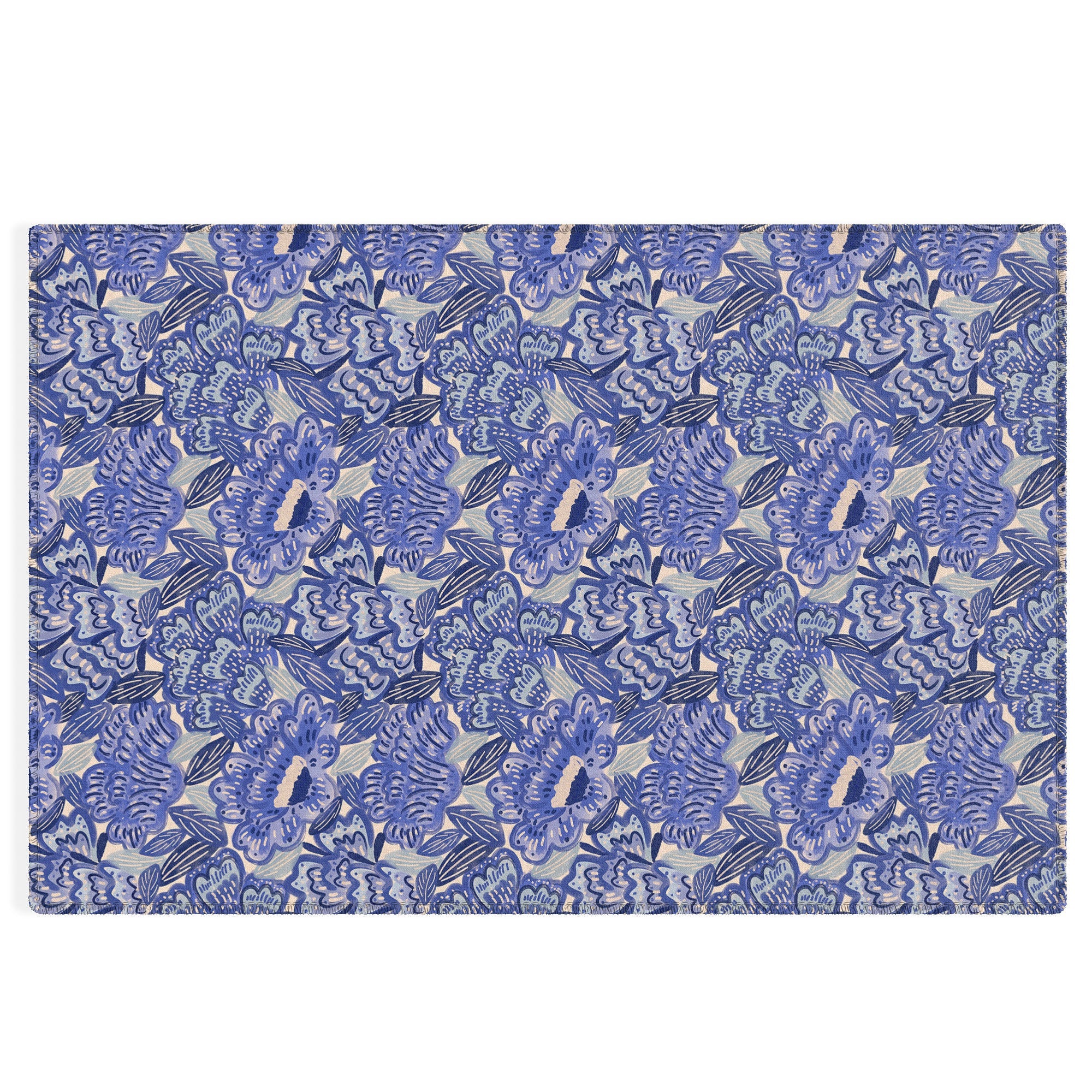 carriecantwell French Country Blue Floral Outdoor Rug