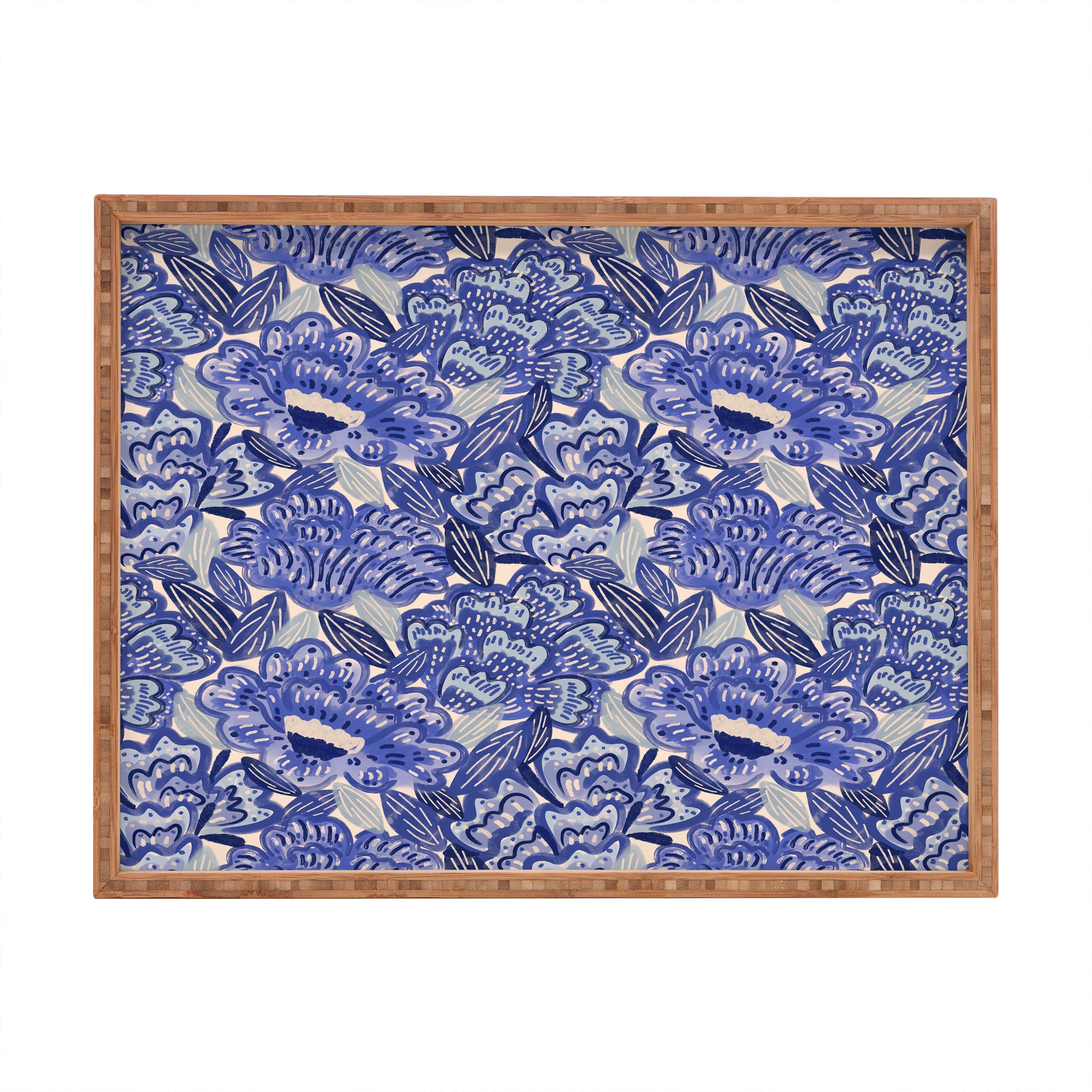 carriecantwell French Country Blue Floral Rectangular Tray