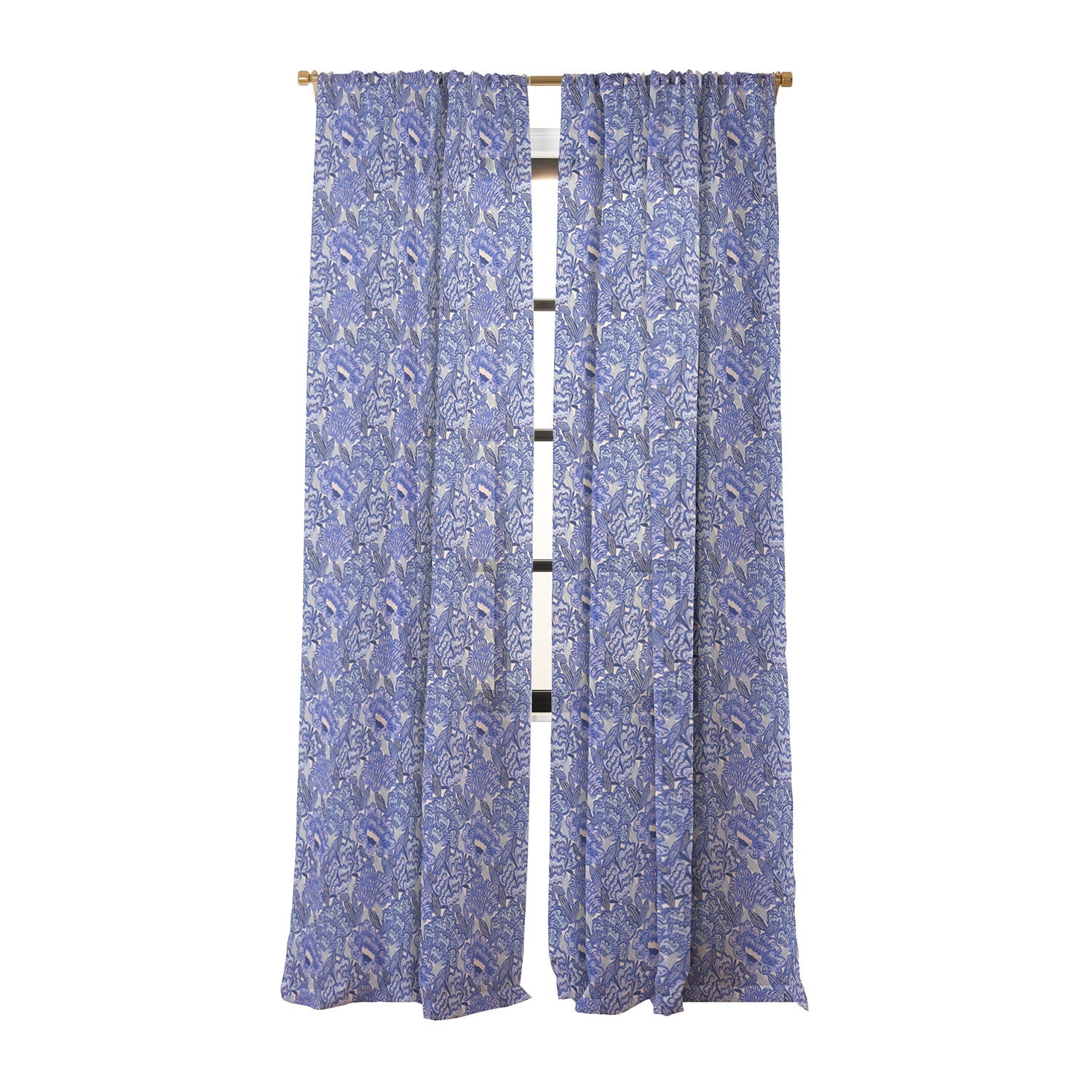 carriecantwell French Country Blue Floral Sheer Window Curtain