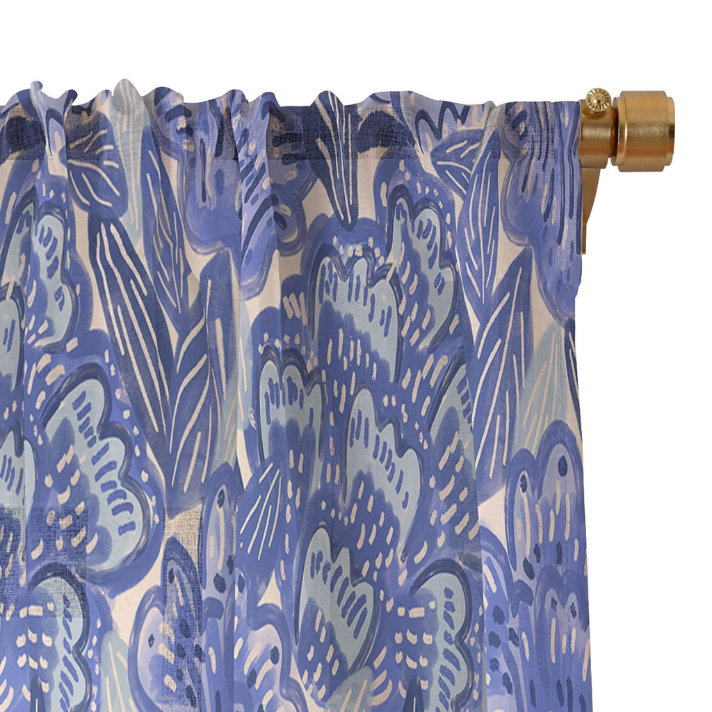 carriecantwell French Country Blue Floral Sheer Non Repeat